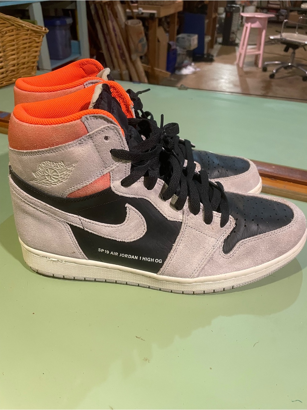 Jordan 1 High OG Men’s Sneakers - Black, Gray & Orange